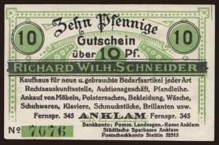 Anklam/ Richard Wilh. Schneider, Kaufhaus, 10 Pfennig, 1920