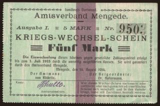Mengede, 5 Mark, 1914