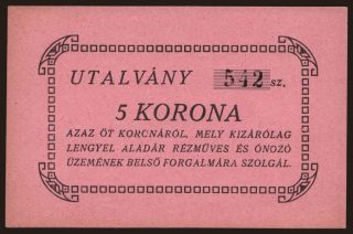 Budapest/ Lengyel Aladár, 5 korona, 1919
