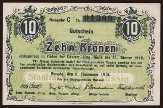 Aussig, 10 Kronen, 1918