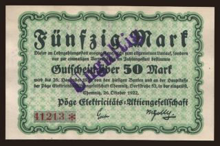 Chemnitz/ Pöge Elektrizitäts - AG, 50 Mark, 1922