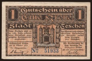 Teschen, 1 Krone, 1919