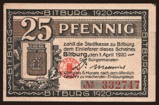Bitburg, 25 Pfennig, 1920