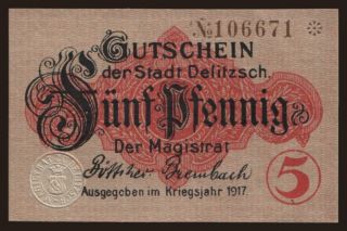 Delitzsch, 5 Pfennig, 1917