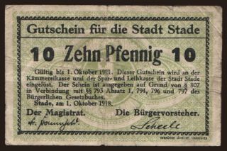 Stade, 10 Pfennig, 1918