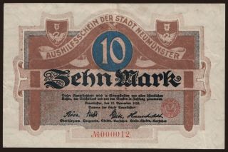 Neumünster/ Stadt, 10 Mark, 1918