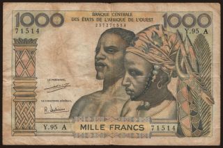 Ivory Coast, 1000 francs, 1965