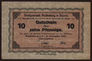 Weissenburg, 10 Pfennig, 1916