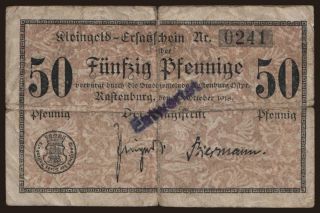 Rastenburg, 50 Pfennig, 1918