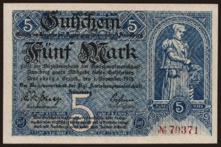 Annaberg/ Amtshauptmannschaft, 5 Mark, 1918