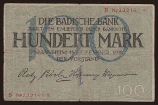 Mainz/ Stadt, 100 Mark, 1918