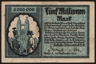 Halle/ Hallesche Pfännerschaft A.-G., 5.000.000 Mark, 1923