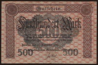 Zwickau/ Erzgebirgischer Steinkohlen-Aktienverein, 500 Mark, 1922