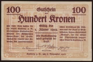 Gablonz, 100 Kronen, 1918