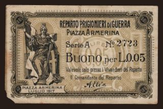 Piazza Armerina, 0.05 lire, 1917