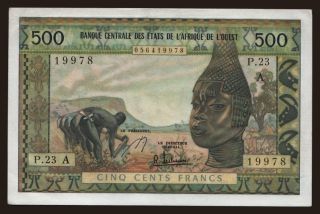 Ivory Coast, 500 francs, 1965?