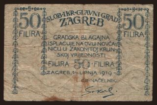 Zagreb, 50 filira, 1919