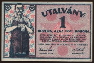 Budapest/ Schlick-Nicholson, 1 korona, 1919