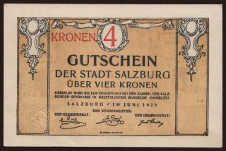 Salzburg, 4 Kronen, 1920