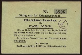 Vegesack/ Bremer Vulkan, 2 Mark, 191?