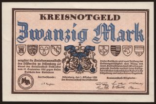 Dillenburg/ Kreisausschuss des Dillkreises, 20 Mark, 1922
