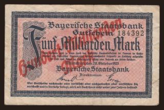 Bayerische Staatsbank, 100.000.000.000 Mark, 1923