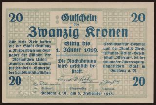 Gablonz, 20 Kronen, 1918