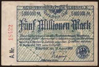 Elberfeld, 5.000.000 Mark, 1923
