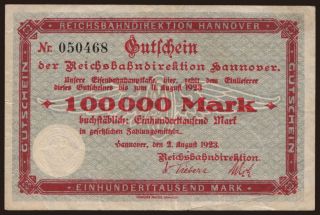 Hannover, 100.000 Mark, 1923