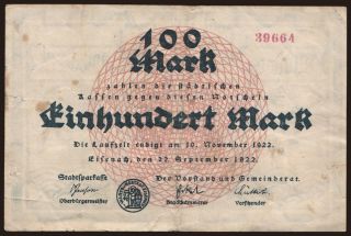 Eisenech/ Stadt, 100 Mark, 1922