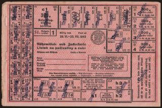 Nährmittel- und Zuckerkarte - Lístek na poživatiny a cukr, 1943