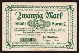 Sorau/ Stadt, 20 Mark, 1918