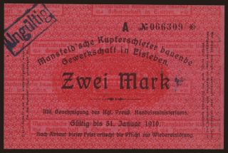 Eisleben/ Mansfeldsche Kupferschiefer bauende Gewerkschaft, 2 Mark, 1919