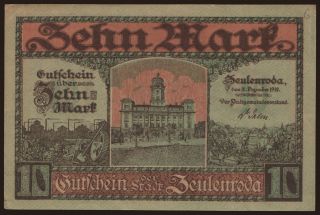 Zeulenroda/ Stadt, 10 Mark, 1918