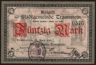 Traunstein/ Stadt, 50 Mark, 1919