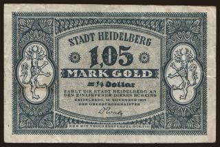 Heidelberg/ Stadt, 1.05 Mark Gold, 1923