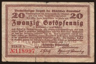 Dresden/ Sächsische Staatsbank, 20 Goldpfennig, 1923