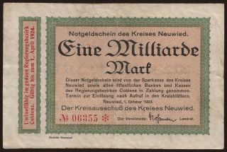 Neuwied/ Kreis, 1.000.000.000 Mark, 1923