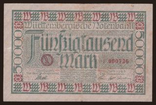 Stuttgart/ Württembergische Notenbank, 50.000 Mark, 1923