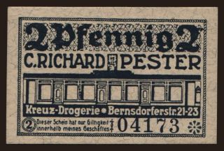 Chemnitz/ Pester, C. Richard, Kreuz-Drogerie, 5 Pfennig, 191?
