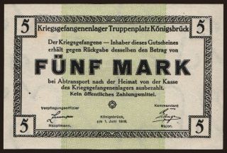 Königsbrück, 5 Mark, 1918