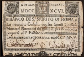 Banco di Santo Spirito di Roma, 11 scudi, 1796