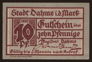 Dahme, 10 Pfennig, 1920