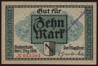 Halberstadt/ Stadt, 10 Mark, 1918