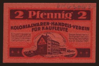 Chemnitz/ Kolonialwaren-Handels-Verein für Kaufleute, 2 Pfennig, 1921