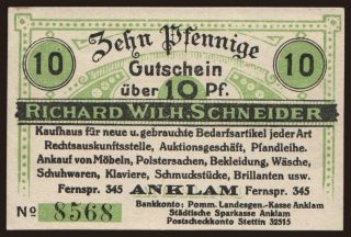 Anklam/ Richard Wilh. Schneider, Kaufhaus, 10 pfennig, 1920