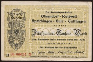 Oberndorf, Rottweil, .../ Amtskörperschaften, 500.000 Mark, 1923