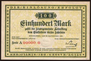 Heidelberg/ Stadt, 100 Mark, 1918