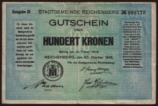 Reichenberg, 100 Kronen, 1918