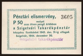 Szigetvár, 50 pengő, 1945